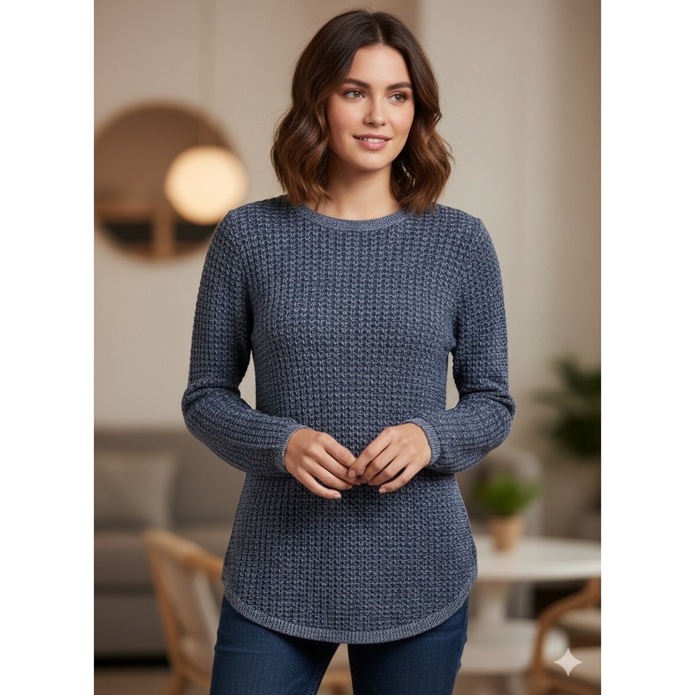 Jeanne Pierre Blue Cotton Knit Pullover Sweater‎ Womens Size M